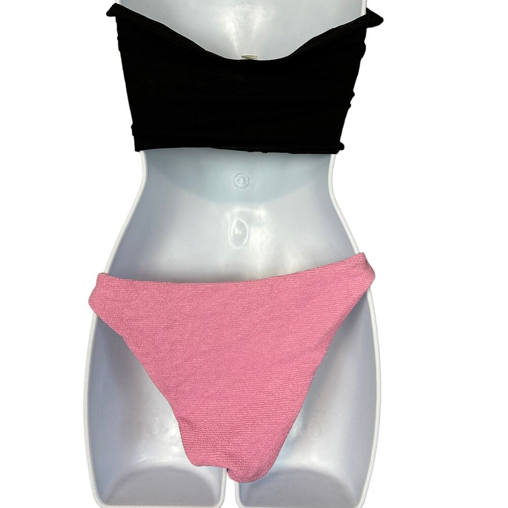 Tularosa Pastel Pink Bikini Bottom SMALL Smocked Cheeky Textured Revolve $78 NEW - Picture 4 of 7